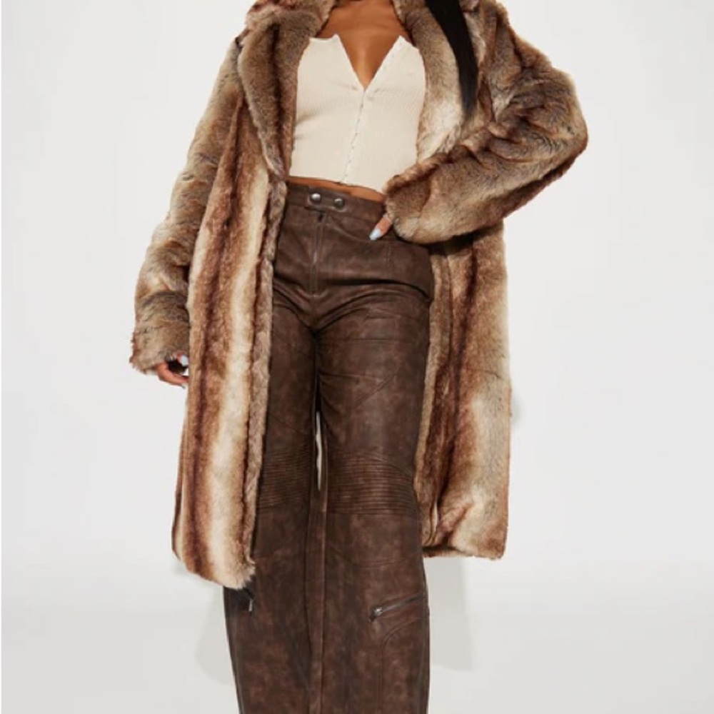 Fashion Nova Brown Teddy Jacket with Plush Texture and Oversized Fit